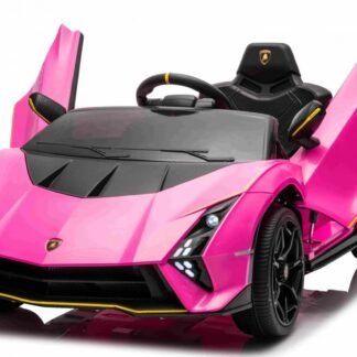 Coche para niños Lamborghini Invencible rosa-pink, 4 motores 12v, RC, asiento cuero, ruedas goma INDA461-RA-S319.CHAP
